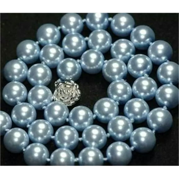 EOEMY Charmming 10mm Sky Blue South Sea Shell Pearl Necklace 18" Aaa##Qf408