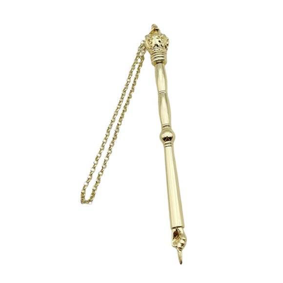 jesticaly Yad Torah Pointeur Outil de Lecture Pointeur à Main Oignon Pointeur à Main Haut Yad Doré Assistant Biblique Couronne Dorée Tête Longueur 17cm