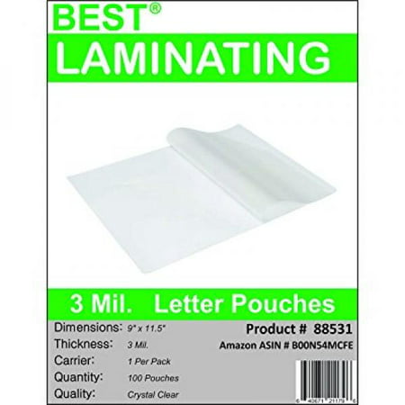 Best Laminating - 3 Mil Clear Letter Size Thermal Laminating Pouches - 9 X