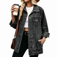 thumbnail image 2 of Chaqueta Vaquera de Larga para Mujer, , Ajustada, con Botones y Bolsillos Negro y Gris XXL, 2 of 10