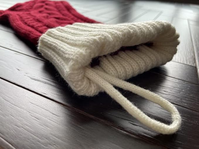 4 Pack Christmas Stockings 18 Inches Large Size Cable Knitted Stocking Gifts Christmas Decorations for Family Holiday Xmas Party, Burgundy&Ivory&Green