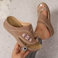 thumbnail image 6 of Pandaie Women's Orthopedic Wedge Sandals 2026 Embroidery Platform Slip on Slides Arch Support Summer Beach Walking Flip Flops Brown Size 6, 6 of 9