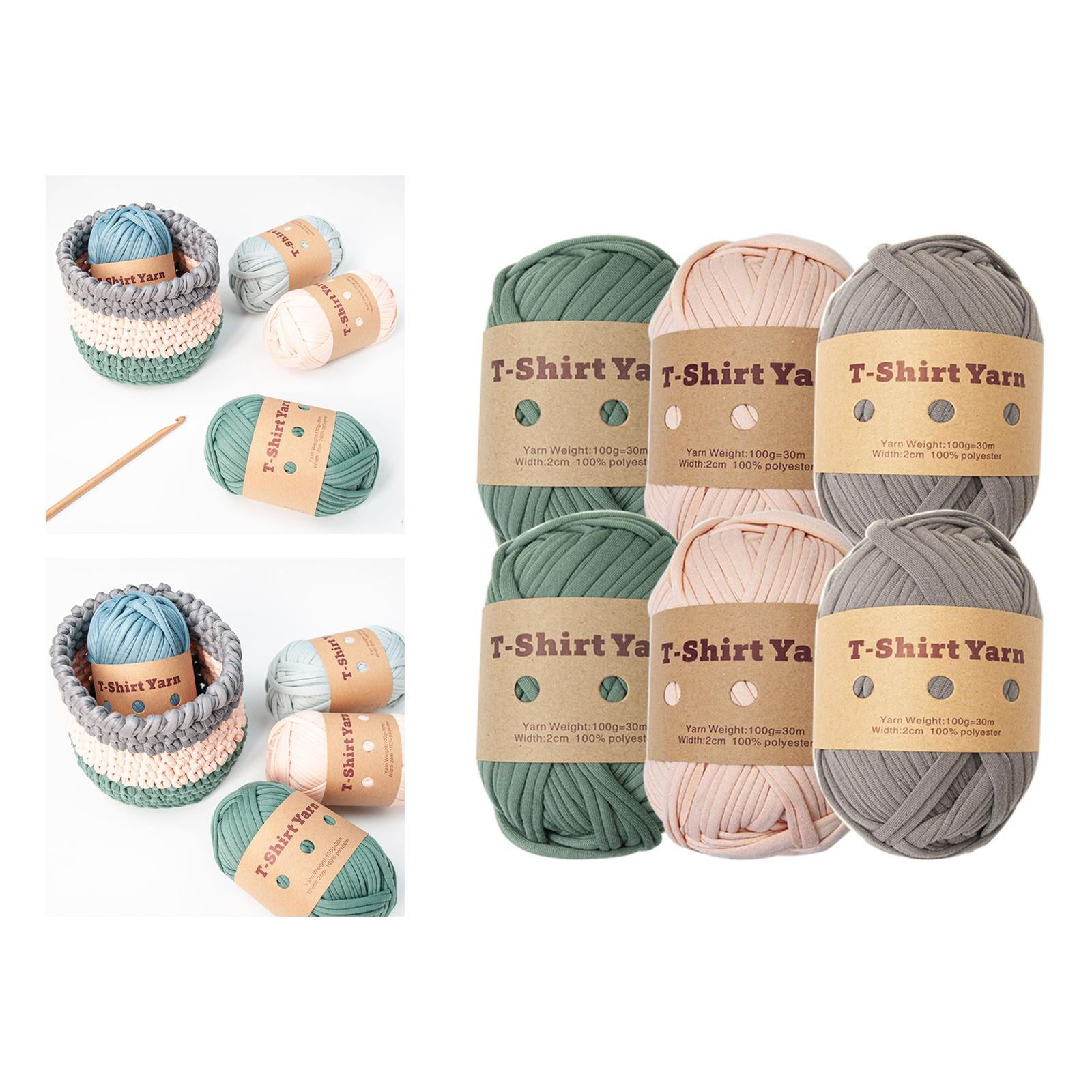 6x T Shirt Yarn Bag Making Supplies Easy to Wash Hand Knitting Knitting Yarn Weaving Thread Yarn for Baskets Pillow Rug Making Hats Sweaters Style C