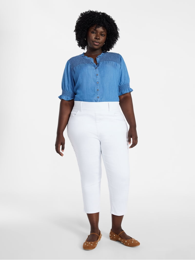 Terra & Sky Women's Plus Size Pull On High Rise Capri Jeggings, 23