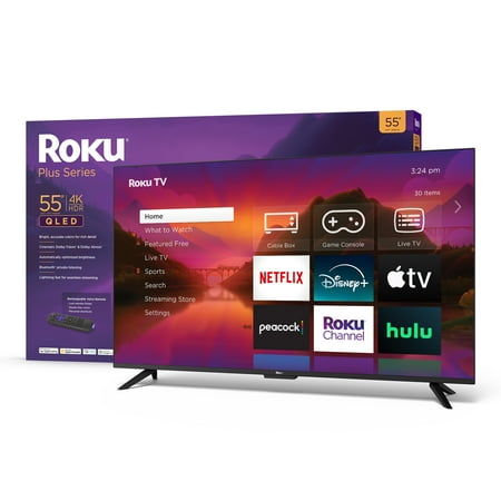 Roku 55″ Plus Roku Inc Roku 55-Inch Plus Series 4K QLED Smart Roku TV with Roku Voice Remote Pro Dolby Vision Striking 4K Resolution Automatic Brightness & Seamless Streaming