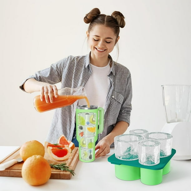 Molde De Silicona Para Cubitos De Hielo Stanley | 3 Tamaños Cilíndricos Huecos | Sin BPA, Reutilizable, Color Rosa