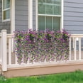 thumbnail image 4 of Artificial Hanging Flowers for Outdoors,2Pcs Fake Hanging Plant Spring Summer Decor,UV Resistant No Fade Faux Silk Eucalyptus Violet Flower for Front Door Porch Planter Home Patio Yard Garden, 4 of 10