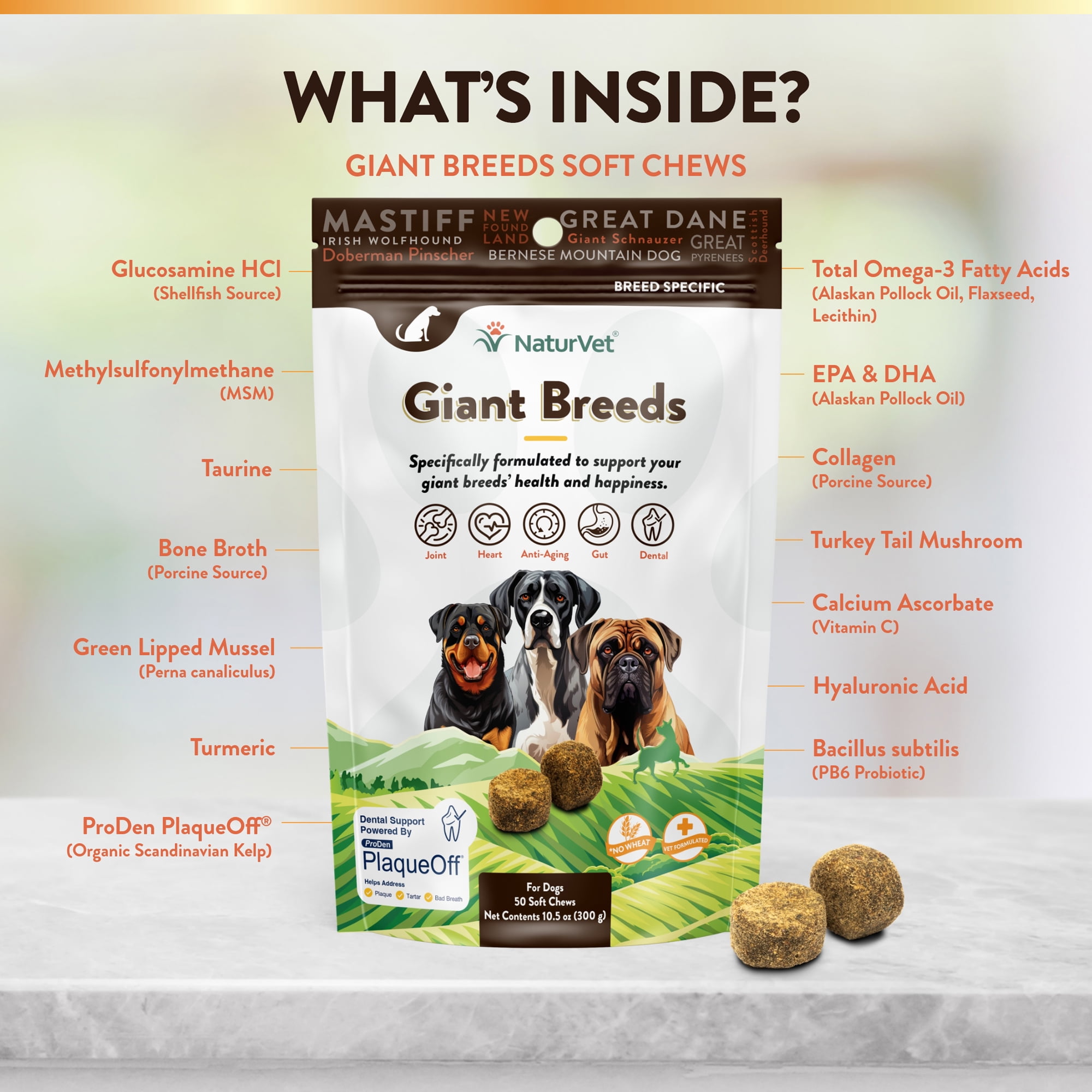 NaturVet Breed Specific "Giant Dog" Soft Chew Supplements