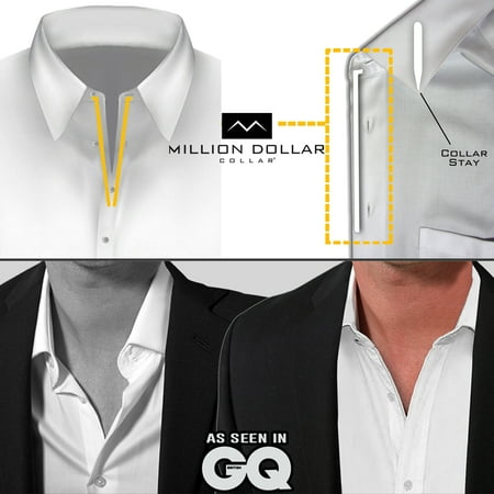 - 50 - Million Dollar Collar || Sewn In Dress Shirt Placket Stays || Look Like a Million Bucks || 170,000+ SOLD
