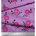 thumbnail image 3 of Soimoi Moss Tissu Georgette Feuilles & Fleurs Roses Tissu Imprimé Floral 1 Yard 42 Pouces de Large, 3 of 3