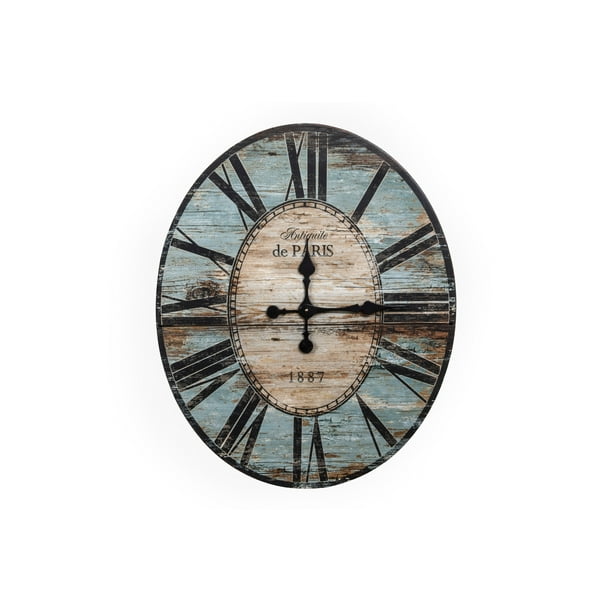29" Oval Turquoise Wood Wall Clock