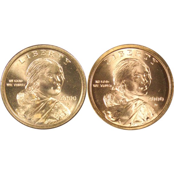 Collectible 2000 P&D Sacagawea Native American Dollar 2 Coin Set Uncirculated