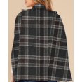 thumbnail image 2 of Women Plaid Cape Coat Stand Collar Double‑Breasted Sleeveless Poncho Jacket, 2 of 5