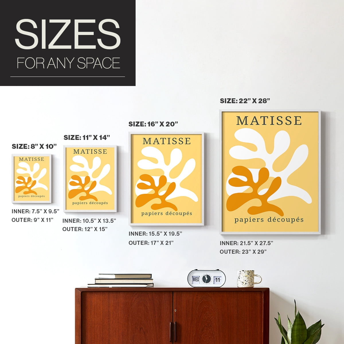 Matisse CCCLVII in White Solid Wood 11 x 14 Framed Print
