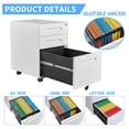 thumbnail image 5 of WDZS File Cabinet, 3 Drawer Filing Cabinets for Home Office with Lock Mobile Under Desk Fully Assembled Cabinet (White), 5 of 6