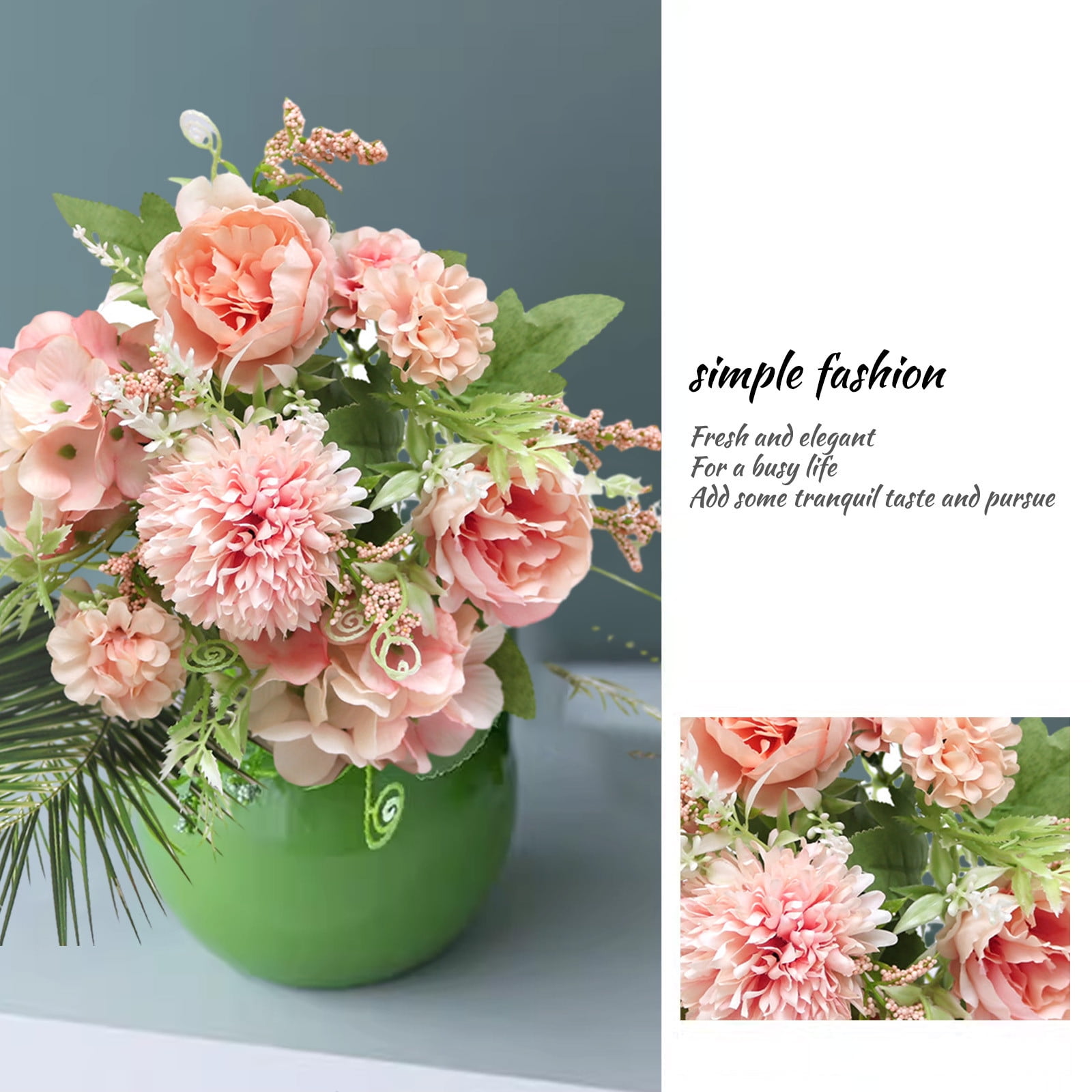Simulation Rose Lifelike Long-lasting Fake Bloom Durable Artificial Floral Decor Stylish Indoor Ornament Portable Single Branch Flower for Wedding Party Home Photography Decoration(Pink)