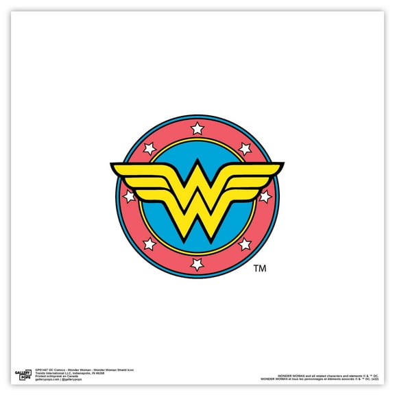 Gallery Pops DC Comics Wonder Woman - Wonder Woman Shield Icon Wall Art, Unframed Version, 12" x 12"