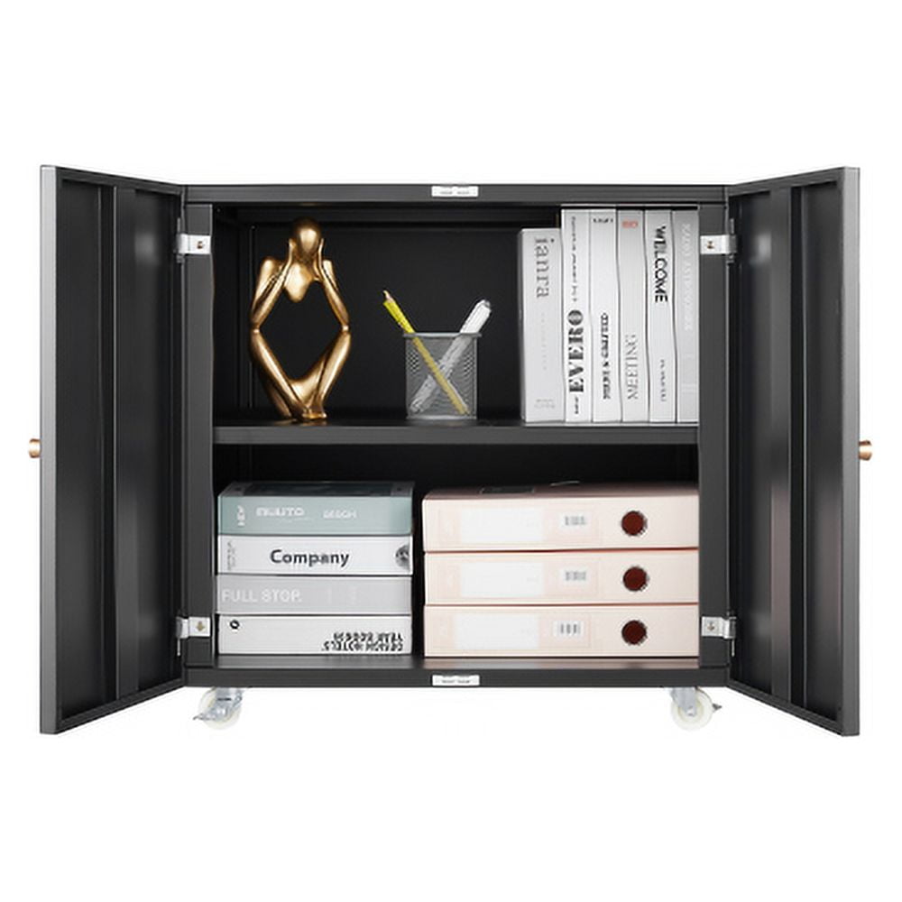 Mobile File Cabinets with 4 wheels, Office furniture Copier Cabinet black 2 door steel copier stand mobile pedestal file Printer Stand