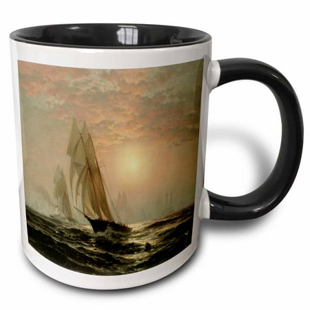 

3dRose the Madeleins victory over the Countess of Dufferin Americas Cup Race by Edouard Moran - Two Tone Black Mug 11-ounce
