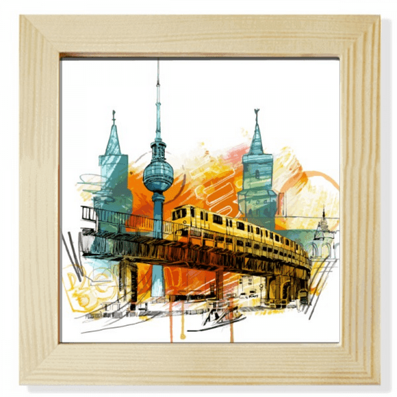 Tokyo Japan Rail Train Tower Square Picture Frame Wall Tabletop Display