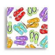 3dRose, Colorful Flip Flop Print - White Background, 10x10 Wall Clock