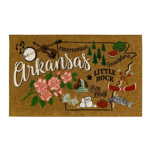 Mohawk Home Arkansas Indoor/Outdoor All Weather Polyester Rubber Backed Rectangle Doormat, Tan, 18" x 30"