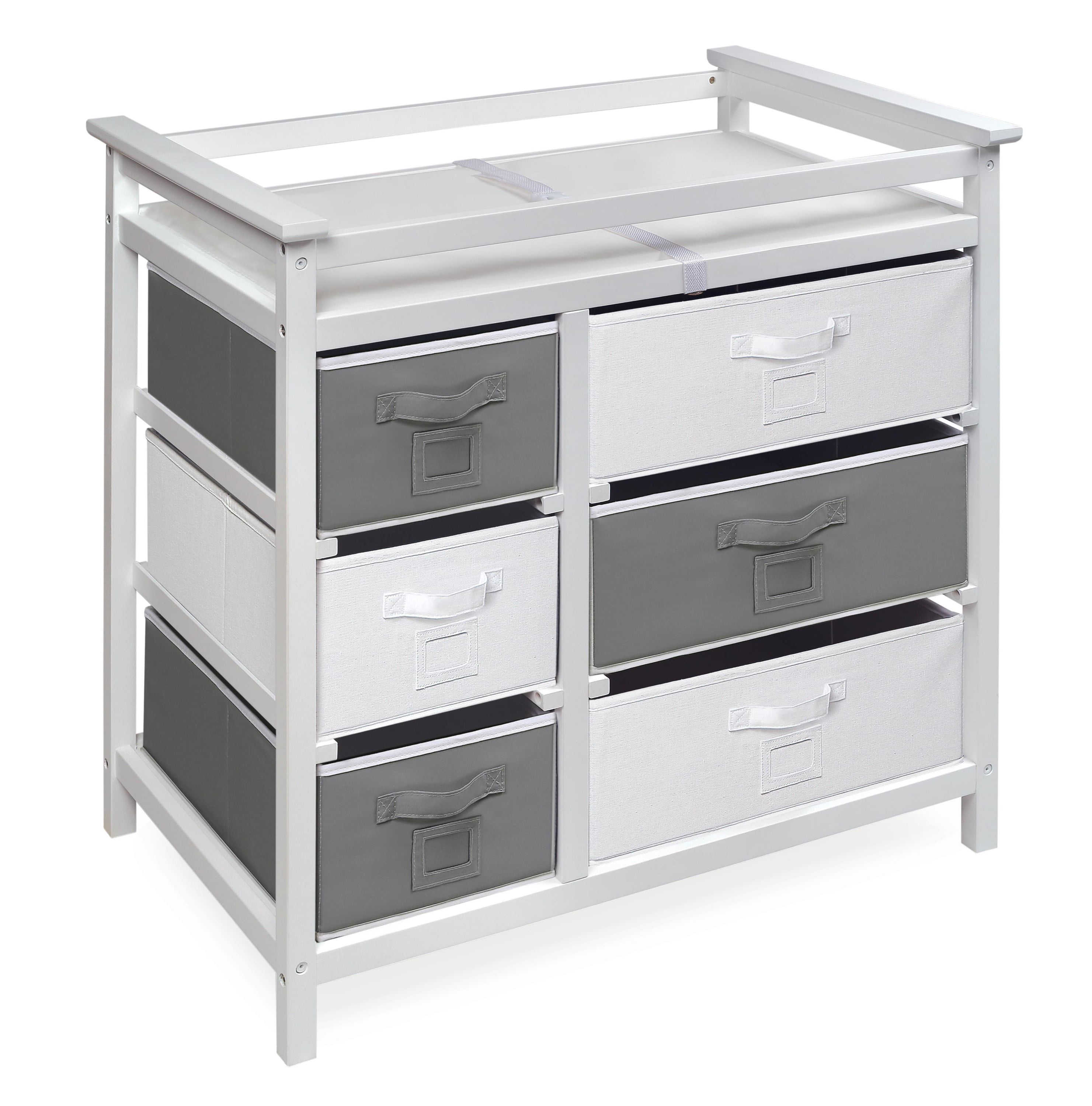 Badger Basket Modern Baby Changing Table with Six Baskets - White