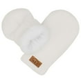 thumbnail image 2 of Jan & Jul baby toddler warm fleece lined thumbless knit mittens for fall winter (S: 3-9m, Cream), 2 of 6