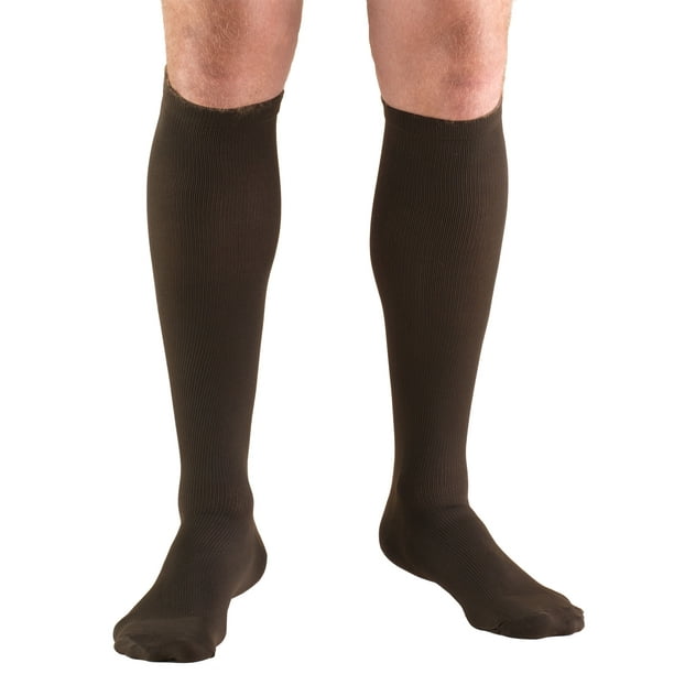Truform Men's Socks, Knee High, Dress Style: 30-40 mmHg, Brown, Large
