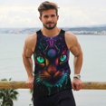 thumbnail image 6 of KLL Futuristic Cat Warrior Print Men's Muscle Gym Workout Stringer Tank Tops Bodybuilding Fitness T-Shirts Tank Tops Men-Large, 6 of 7