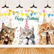 thumbnail image 3 of Fondo de fiesta de animales para niños, decoración de fiesta de cumpleaños con temática de gato y perro, Pancarta, accesorios de fotografía, 3 of 5