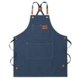 thumbnail image 2 of predolo Canvas Apron Carpentry Apron Adjustable with Pocket Canvas Cross Back Chef Apron Blue, 2 of 8
