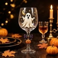 thumbnail image 4 of Halloween Wine Goblets,Clear Stemmed Glass with Ghost and Star Pattern Decor,for Festival Dinner Table and Holiday Party Supplies, 4 of 5