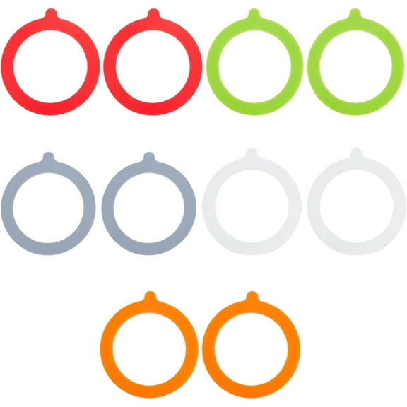 5 Colors 10Pcs Jar Seals Airtight Silicone Replacement Gasket Mason Jar Seals Rubber Rings Leak-Proof Canning Fitting Seals
