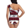 thumbnail image 6 of Yiaed Buffalo Plaid Forest Print Women One Piece Swimsuits Tummy Control One Shoulder Bathing Suits Pattern Ruffle Swimwear-Large, 6 of 8