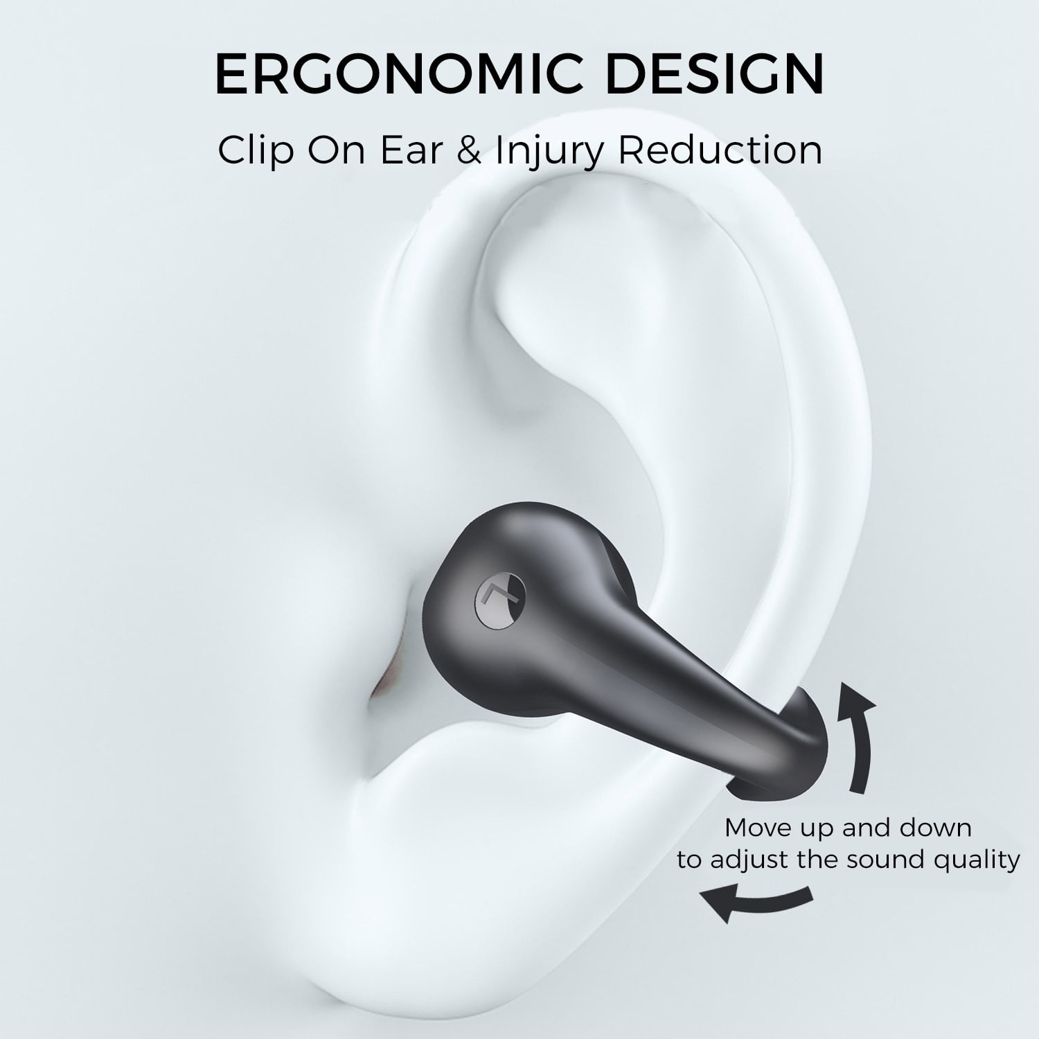 Alpha Digital Wireless Bluetooth Bone Conduction Ear Clip Earbuds, Black