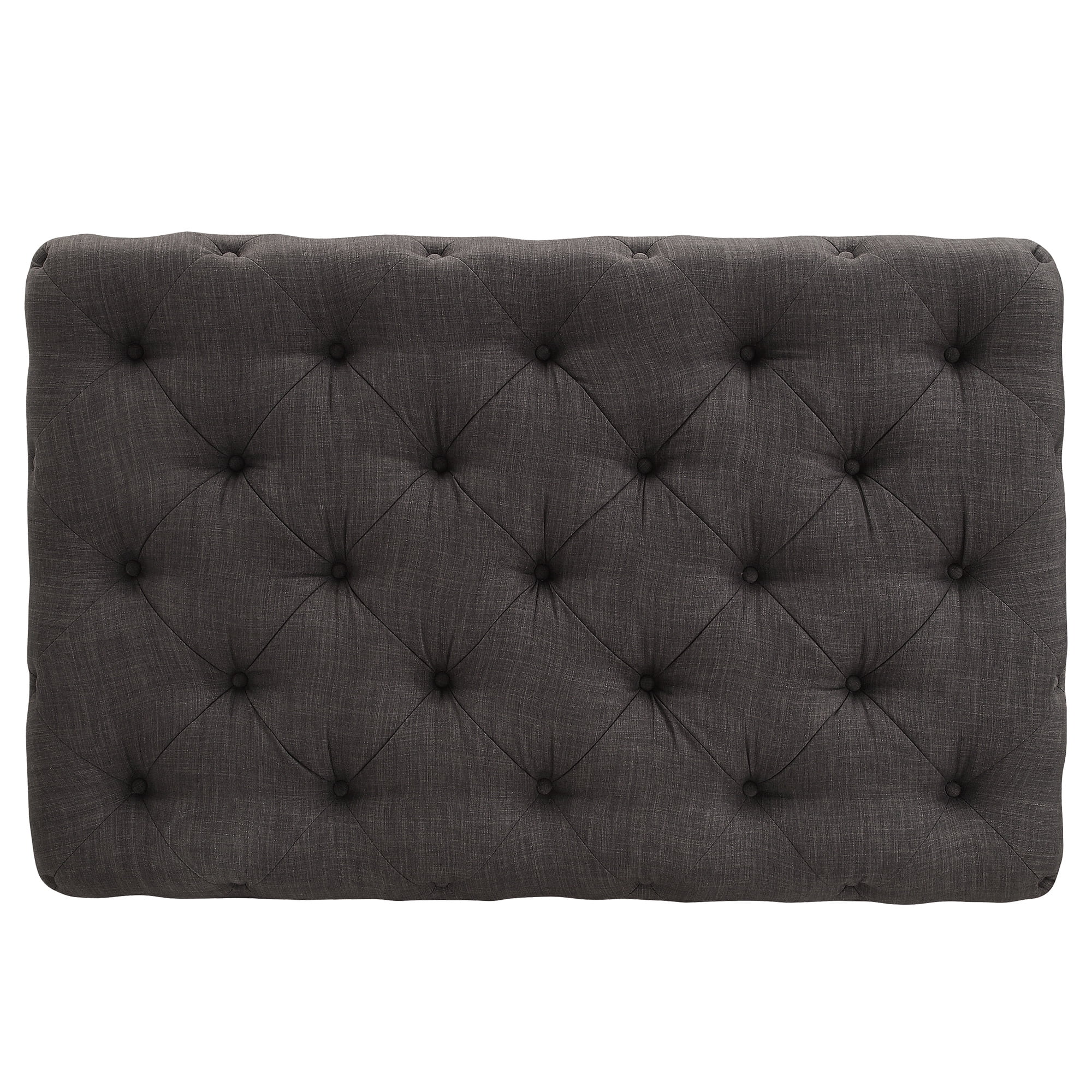 Weston Home Bowman Rectangular Tufted Ottoman with Casters, Dark Grey Linen