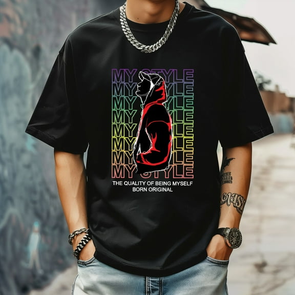 Men's T Shirt Round Neck Patterned Tee Summer New Sports Shirt Vintage Style Gift for Friends XS