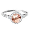 thumbnail image 2 of Mauli Jewels Engagement Rings for Women 1.20 Carat Halo Morganite And Diamond Engagement Wedding Ring 4 prong 14k White Gold, 2 of 6