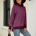 thumbnail image 4 of Blusa de mujer de manga larga con cuello alto y corte informal, blusa con puños de bloque de color a la moda, Amaranto M, 4 of 8