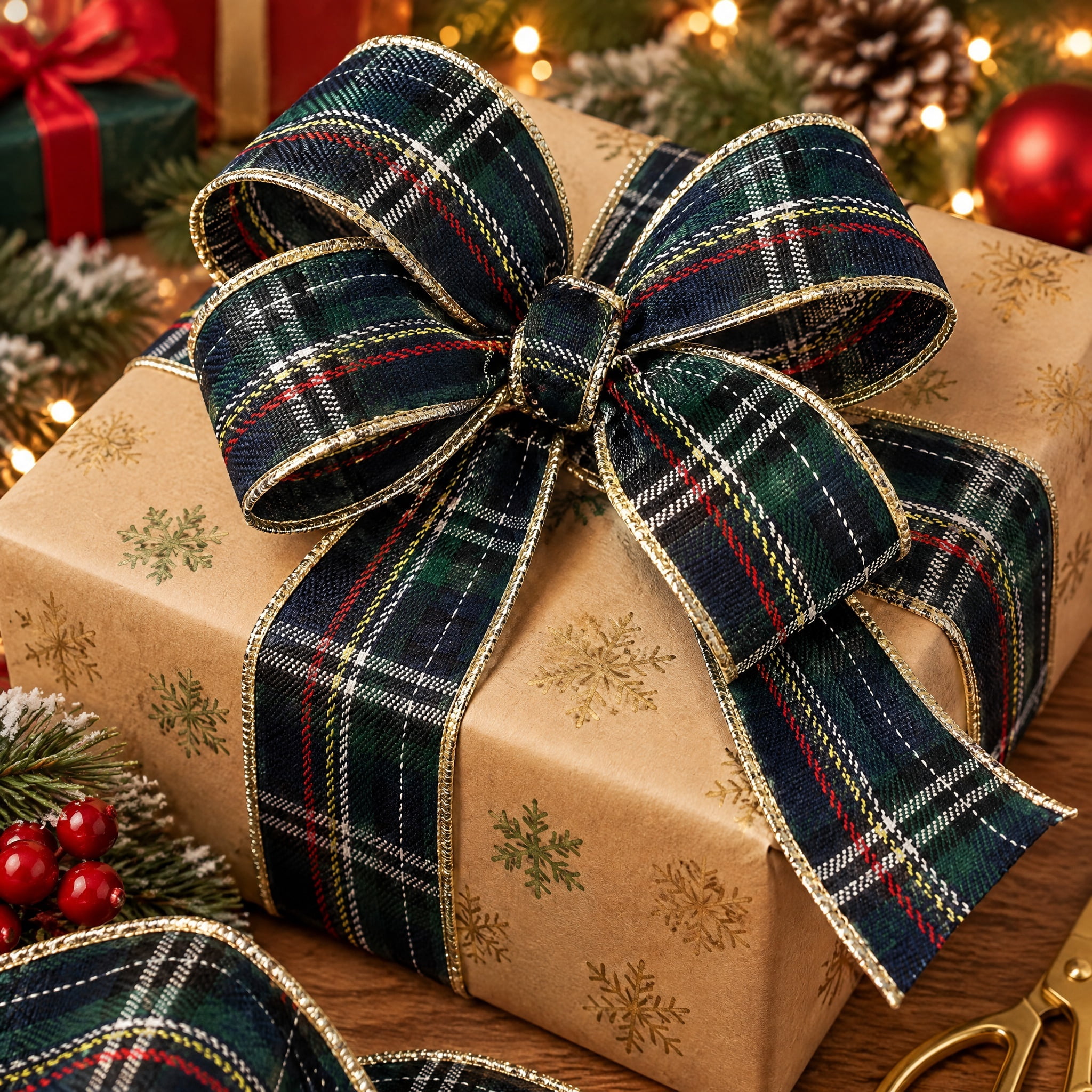 Multicolor Dual-Sided Plaid Christmas Ribbon, 2.5" x 15', by Holiday Time