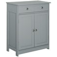 thumbnail image 2 of kleankin Wooden Bathroom Floor Cabinet with 2 Doors, 2 Drawers and Adjustable Shelf, Gray, 2 of 9