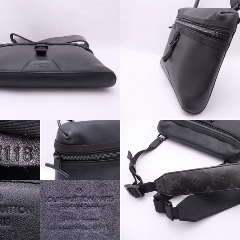 Authenticated Used Louis Vuitton Crossbody Shoulder Bag Messenger PM Black  Leather Men's M52176 