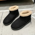 thumbnail image 2 of Lovzfmll Winter Boots for Women, Plus Size Snow Boots Faux Fur Lined Suede, Slip Resistant Flat Heel Round Toe Booties Warm Casual Black Boots, 2 of 9