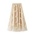 thumbnail image 2 of Womens Tutu Tulle Skirt Elastic High Waist Layered Midi Skirt Floral Lace Embroidery Mesh A-Line Skirt, 2 of 6
