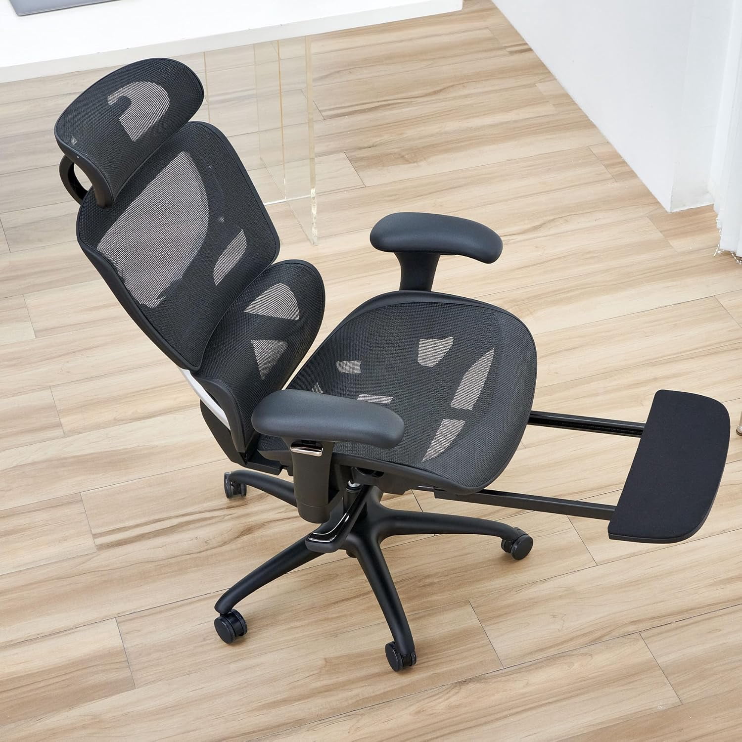 COLAMY Ergonomic Mesh Office Chair with Footrest & 3D Adjustable Armrests, Black