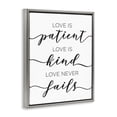 thumbnail image 4 of Stupell Industries Love Never Fails Phrase Typography Painting Gray Floater Framed Art Print Wall Art, 25 x 31, 4 of 10
