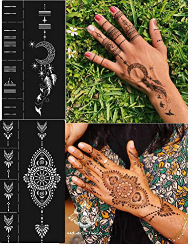 Ivanas SelfAdhesive Flower Butterfly Arabiac Design Henna Tattoos  Stencils 8 Sheet D592  Amazonin Beauty