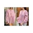 thumbnail image 3 of nvzhuang Women’s Tie Front Tops Long Sleeve Round Neck Loose Fit Babydoll Shirts Blouses, 3 of 9