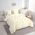 thumbnail image 2 of Homewish Minimalist Lines 7-Piece Twin Bedding,Geometric Artwork Bedding Comforter Set,White Golden,Reversible, 2 of 8